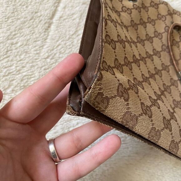 Gucci Canvas Monogram Drawstring Mini Vintage Y2K Tote Bag Purse - Picture 2 of 11